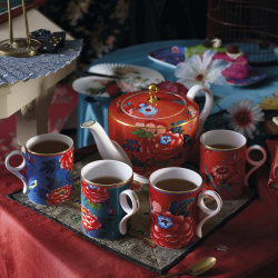 Кружка 240мл Wedgwood Пионы коралловая