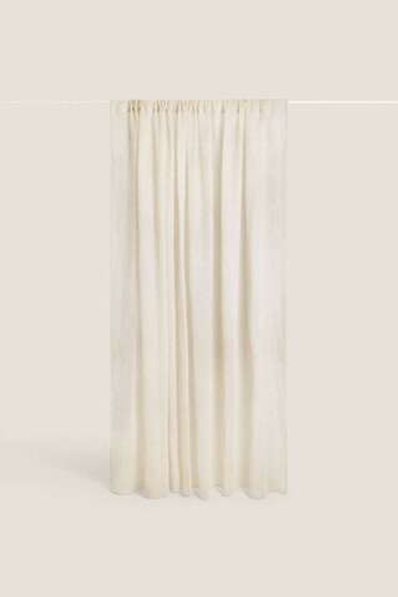 ZARA HOME XL ЛЬНЯНАЯ ЗАНАВЕСКА, СВЕТЛО-БЕЖЕВЫЙ