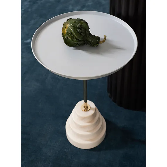 Столик кофейный Sustainable Collection, Ø38х53 см, серый, белый мрамор