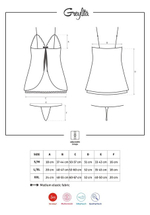 Чёрная атласная сорочка с сетчатой вставкой Greylita LXL (46-48) (Цвет: черный, белый)