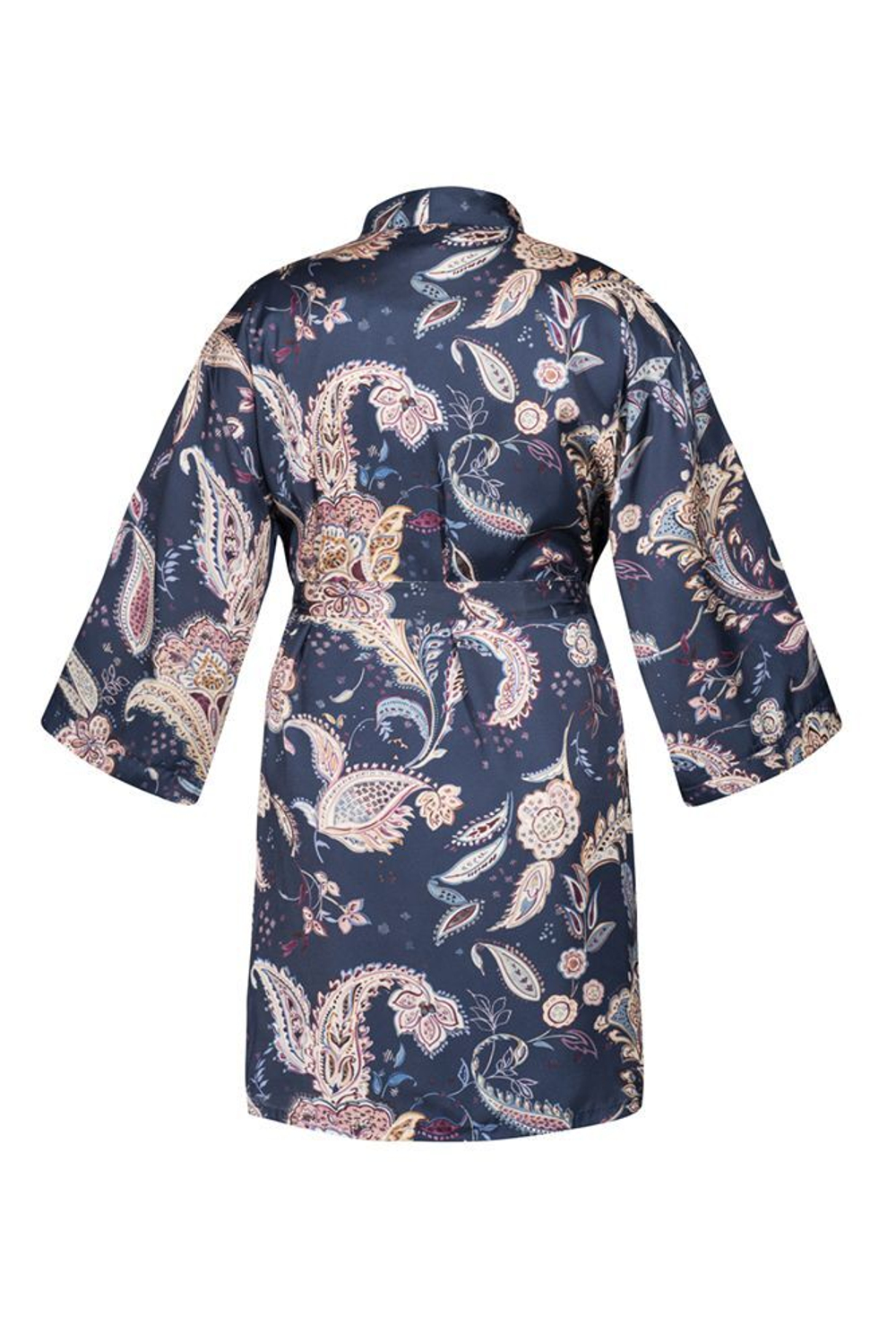 Коротенький халат Daisy с длинным рукавом (Размер: XXL) (Цвет: темно-синий)