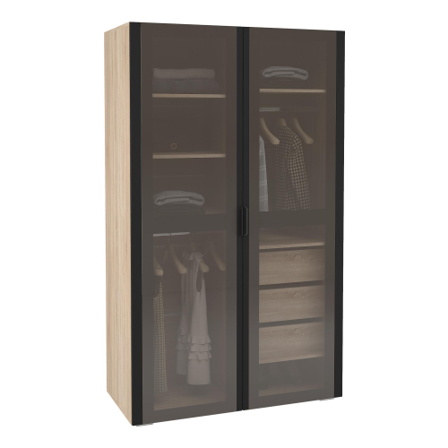 мс Норд ШК-1200 Дуб Сонома / СТЕКЛО Софт черный