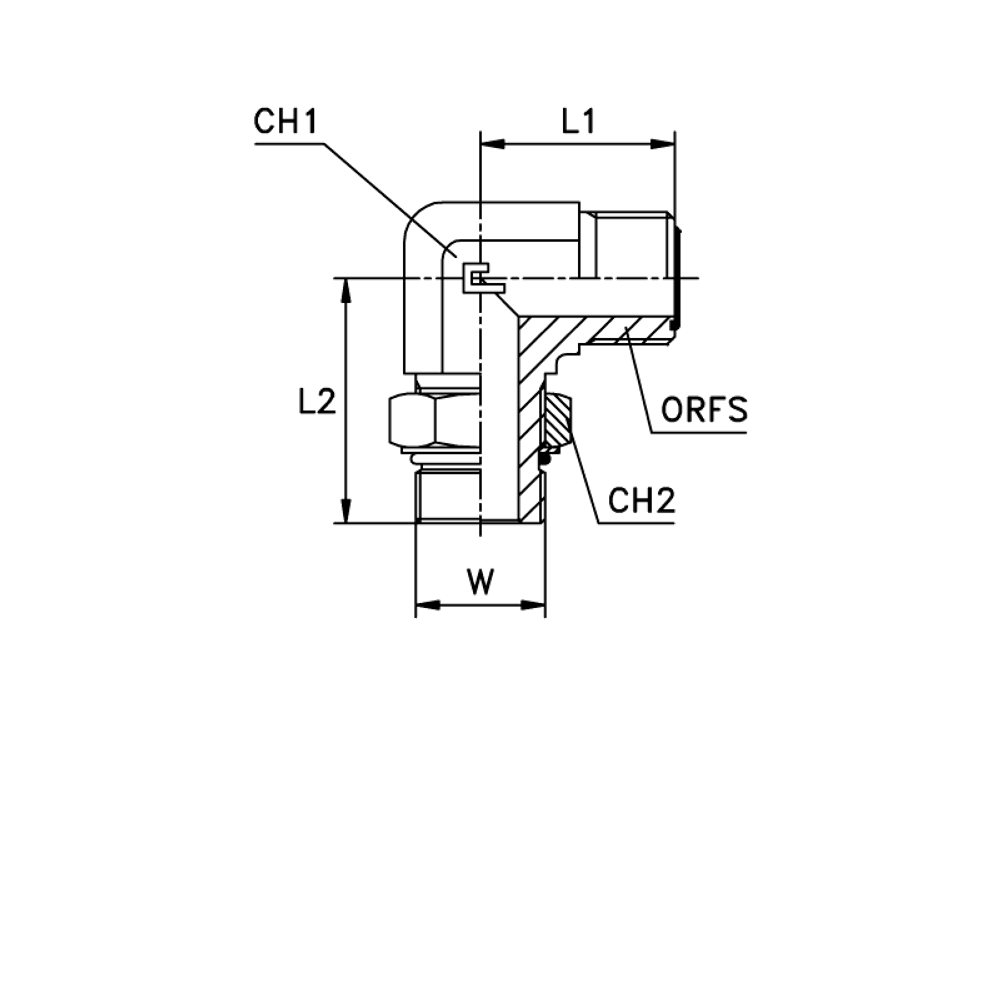 Штуцер FMA90 D38 ORFS 2 - UNF 1.5/8 (удлиненный)