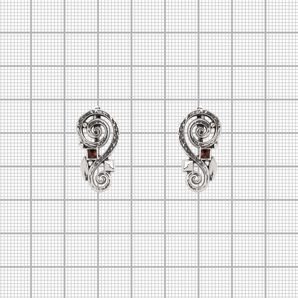 "Густав" серьги в серебряном покрытии из коллекции "Модерн" от Jenavi с замком карабин