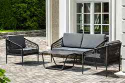 "Канны" лаунж-зона 4-местная плетеная из роупа (веревки), цвет темно-серый