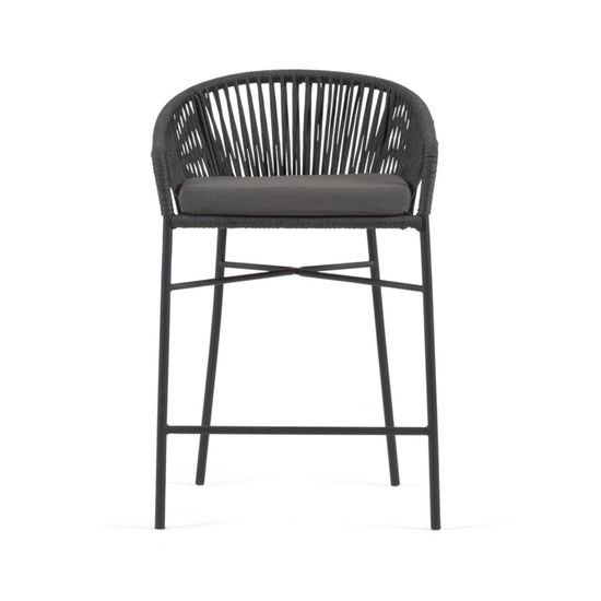 Веревочный полубарный стул Yanet черного цвета 65 см