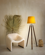 Торшер напольный коричневый с горчичным абажуром в стиле лофт, светильник напольный классический, Фьорд, E27, 60 Вт