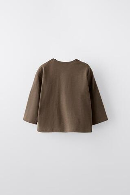 ZARA БАЗОВАЯ ФУТБОЛКА, КОРИЧНЕВЫЙ
