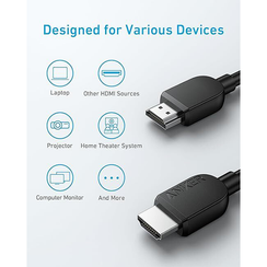 Кабель Anker HDMI 2.1 Cable 8K /60Hz / 1.8 м (A8742H11) черный