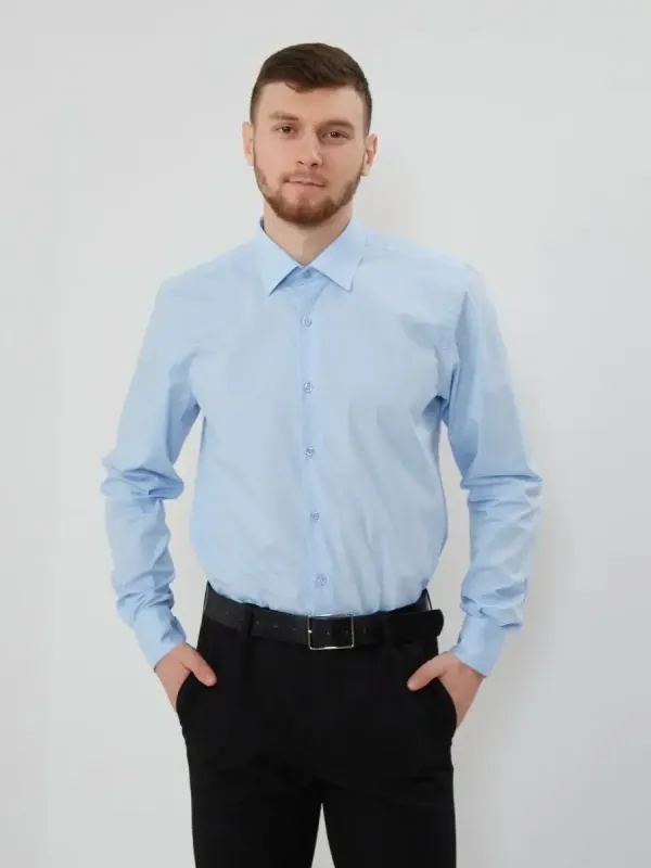 Рубашка классическая CLASSIC FIT с длинным рукавом, голубая