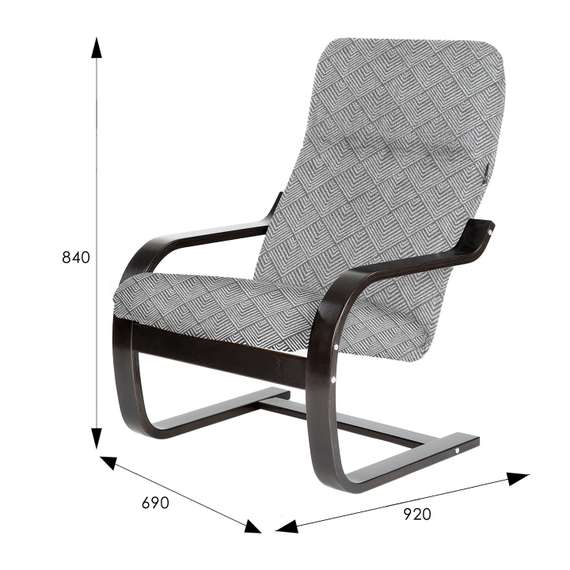 Кресло Сайма ткань лофт 01 серый, каркас венге структура