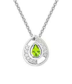 Подвес из серебра со вставками из зелёного и бесцветных фианитов