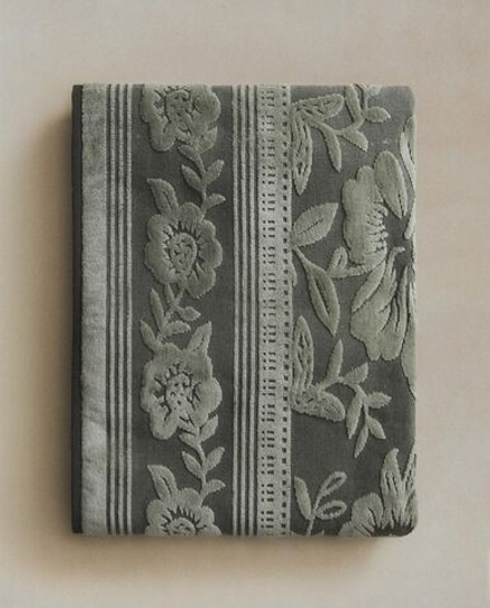 Zara Home - Жаккардовое велюровое банное полотенце, зеленый, 90х150 см