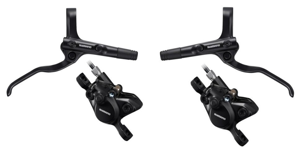Комплект гидравлич.тормозов, Shimano MT201, перед, зад,полимер. колодк., цв. черн.
