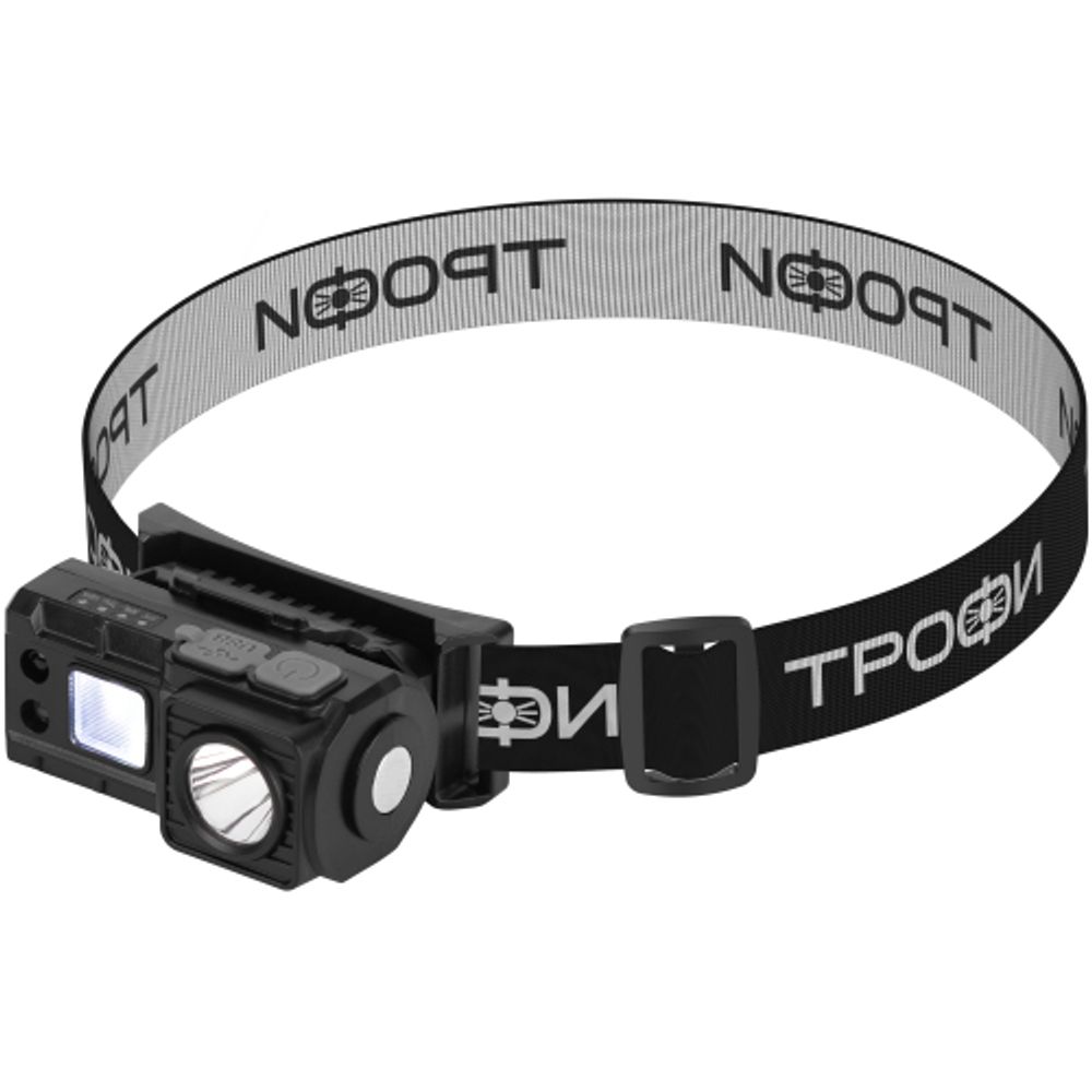 Фонарь налобный светодиодный Трофи GA-102 аккумуляторный 3 Bт сенсорное управление магнит клипса 5 режимов