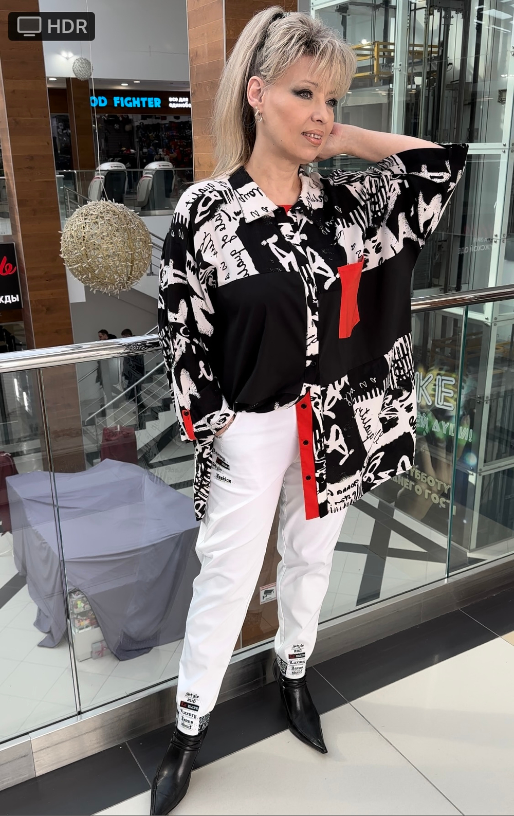 Туника-рубашка с красной отделкой