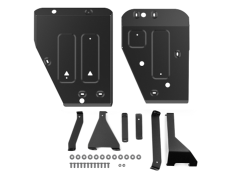 Защита топливного бака АвтоБроня для Geely Atlas FWD РКПП II поколение 2023-н.в., штампованная, сталь 1.5 мм, с крепежом, 2 части, 111.01939.1