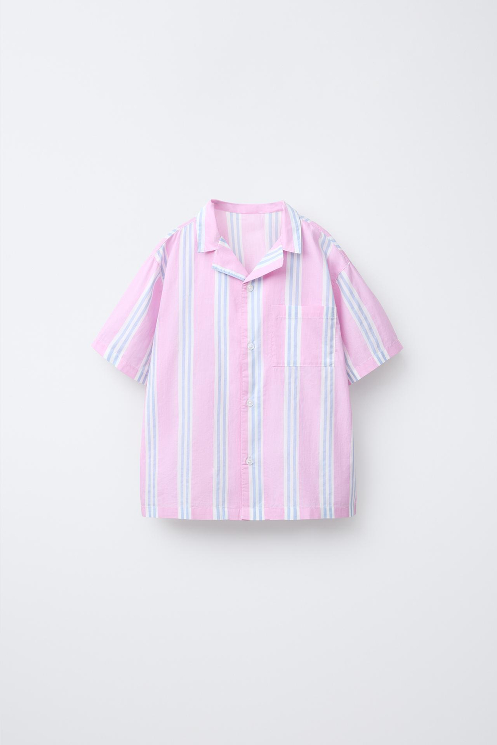 ZARA ПИЖАМА РУБАШКОЙ И ШОРТАМИ-БЕРМУДАМИ В ПОЛОСКУ, РОЗОВЫЙ