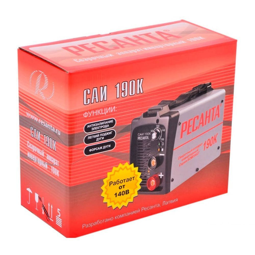 Сварочный аппарат инверт, Ресанта, САИ-190 Компакт, 190 А, электрод
