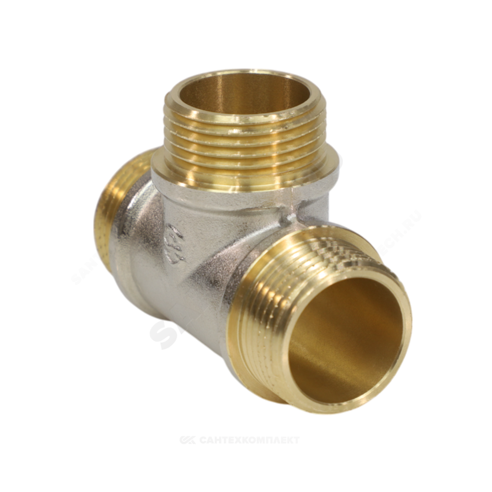 Тройник латунь никель Ду 25 (1") НР/НР/НР 9010 ГОСТ 32585-2013 Aquasfera 9010-03