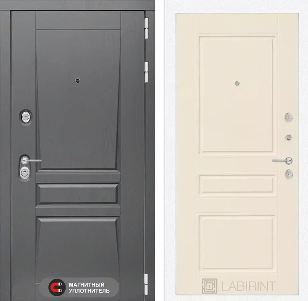 Дверь входная Лабиринт Платинум 03 - Крем софт металлическая