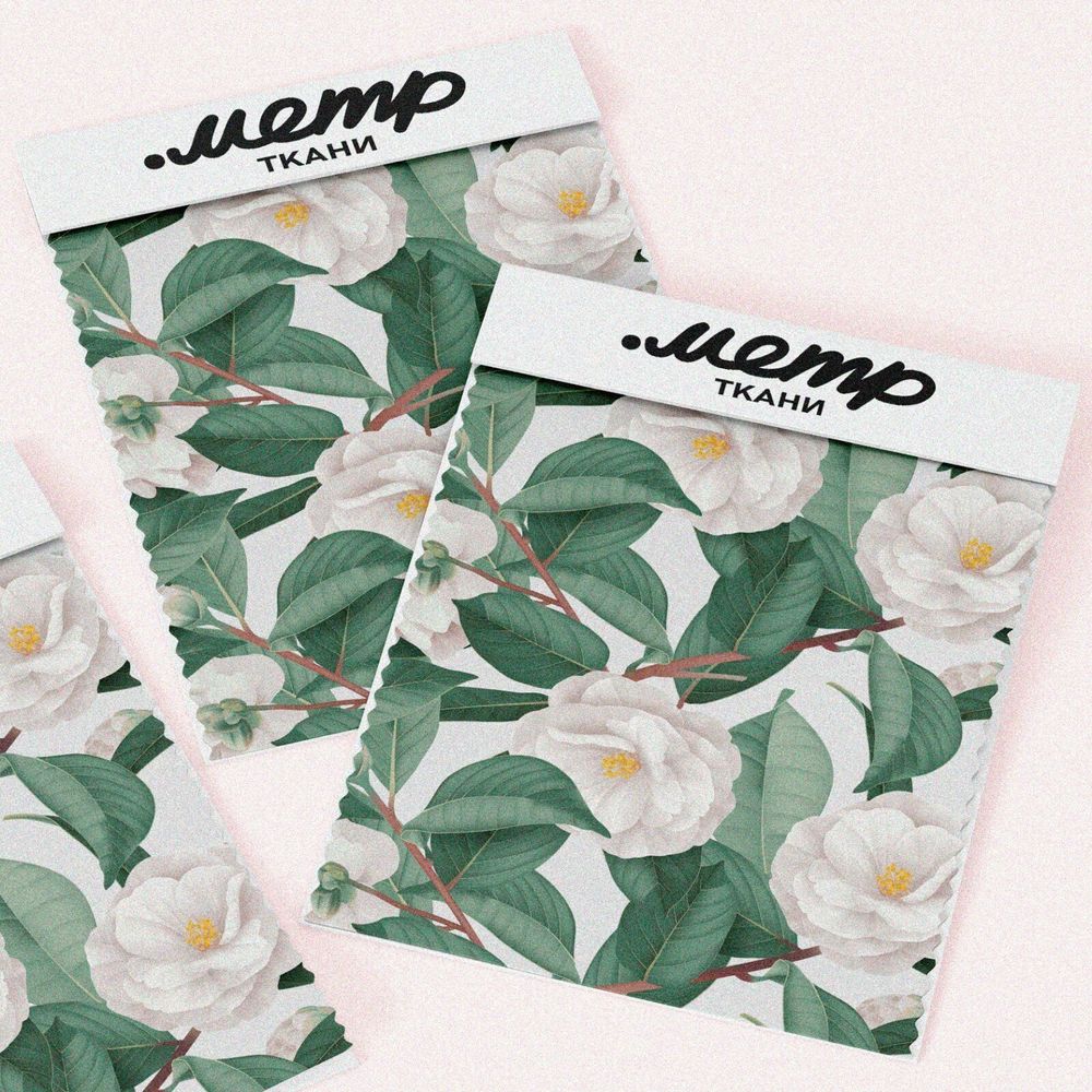 Ткань дюспо белые цветы в листьях