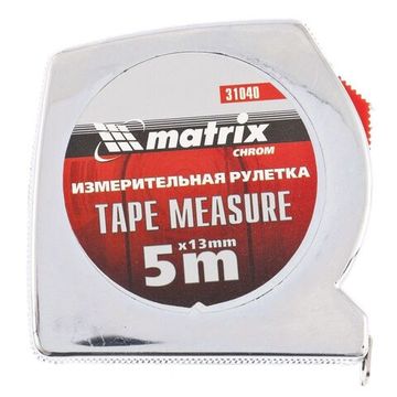 Рулетка Chrom, 5 м x 13 мм, хромированный корпус Matrix 31040
