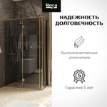Дверь распашная Roca Apex левая с боковой панелью 1200x900 мм, профиль матовое золото, стекло тонированное ZRU9307877