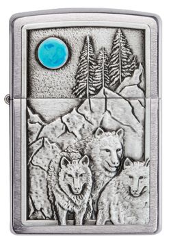 Зажигалка Zippo Wolf Design с покрытием Brushed Chrome (49295)