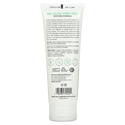 Mill Creek Botanicals, 99% успокаивающий гель алоэ вера, 236 мл (8 жидких унций)