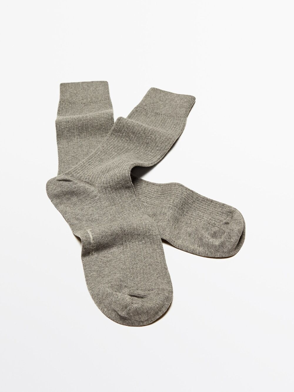 Massimo Dutti Высокие носки в тонкий рубчик, серый