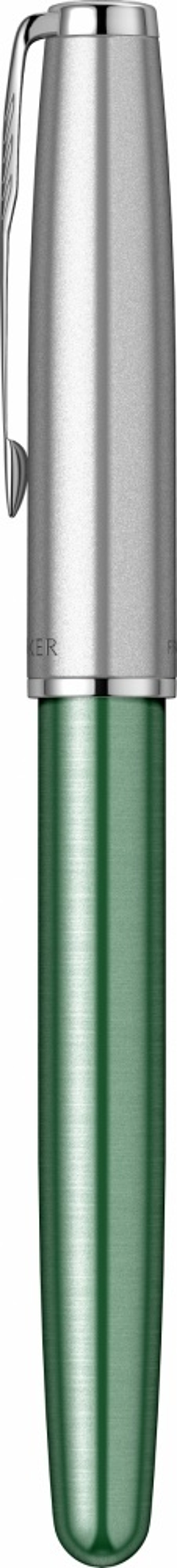 Ручка-роллер Parker Sonnet Essentials Green SB Steel CT 2169364, цвет чернил black, перо: F, в подарочной упаковке.