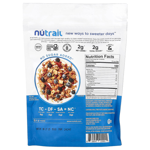 NuTrail, ореховая гранола, голубика и корица, 227 г (8 унций)