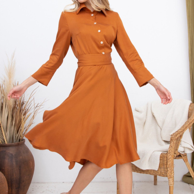 Платье-рубашка «Мармелад» из тенселя с широкой юбкой