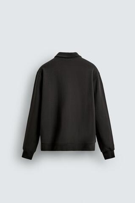 ZARA ТОЛСТОВКА-ПОЛО INTERLOCK НА МОЛНИИ, СЕРО-КОРИЧНЕВЫЙ