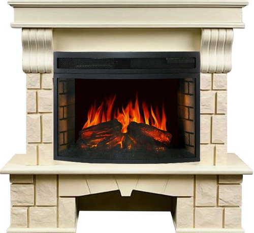 Каминокомплект Porto (Разборный) - Слоновая кость с очагом Dioramic 25 LED FX