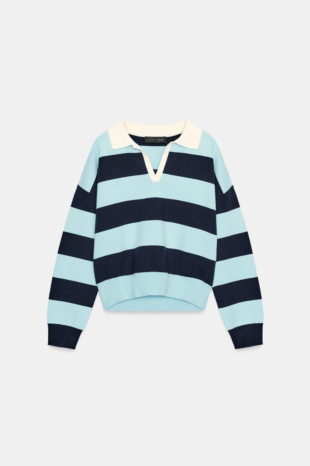 ZARA ПОЛО В ПОЛОСКУ, СИНИЙ