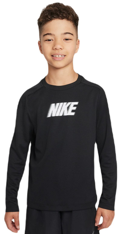 Детская теннисная футболка Nike Kids Dri-Fit Multi+ Long Sleeve Top - Black