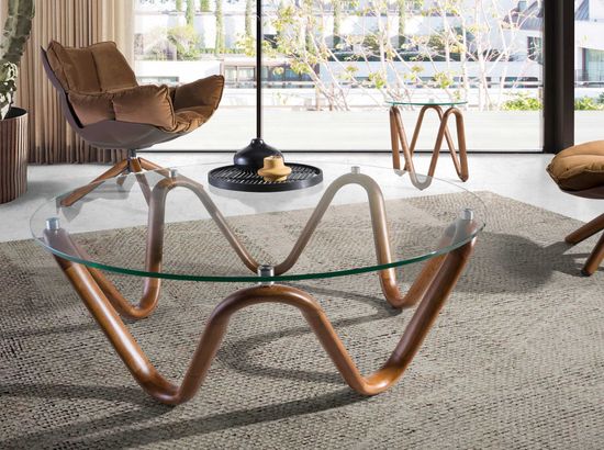 Журнальный столик 2124/CT20048 из стекла и ореха