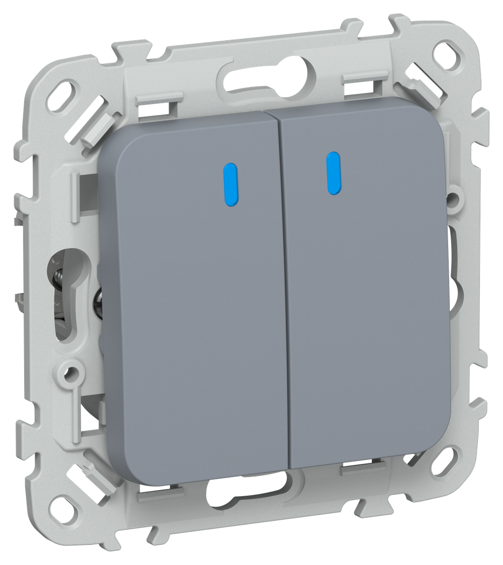 FLITE Выключатель 2-клавишный кнопочный с индикацией 10А ВС12-2-1-ФлМ маренго IEK