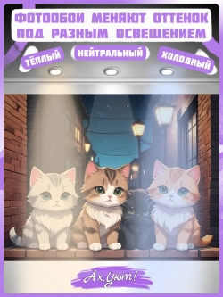 3D Фотообои милые аниме котики