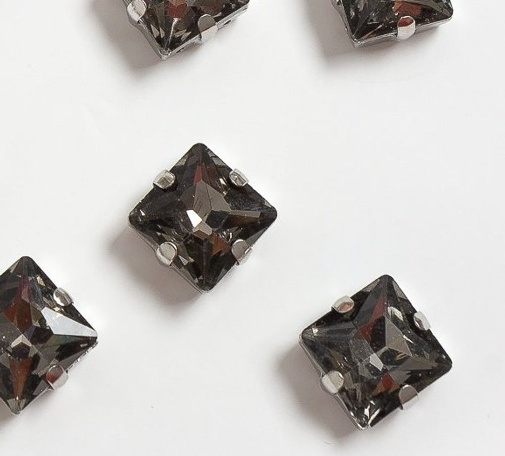 Стразы пришивные стекло в оправе, ш. 12 мм, графитовый