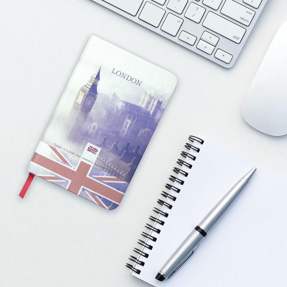 Блокнот малый ФОРМАТ (100х150 мм) А6 BRAUBERG VISTA "London" под кожу твердый 80 л. (2 штуки в упаковке)