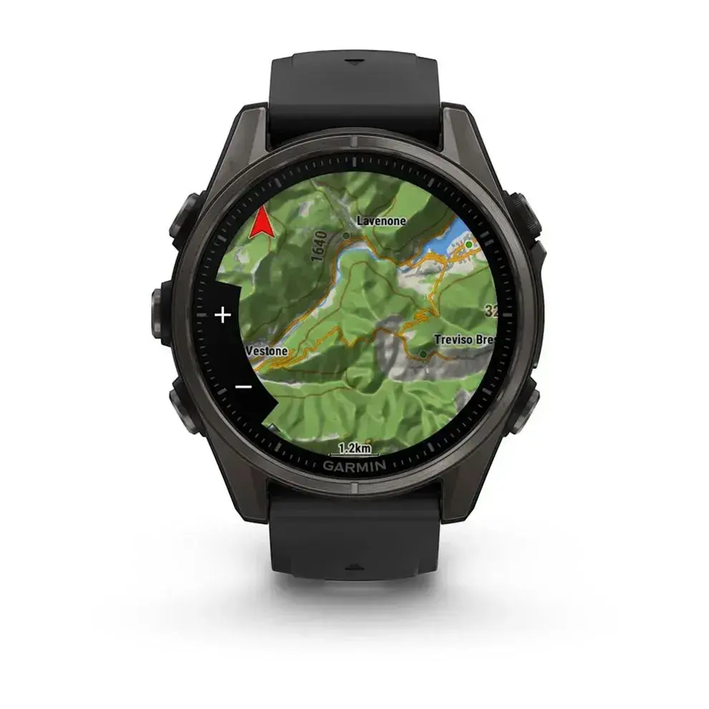 Смарт-часы Garmin fenix 8 AMOLED (43 мм) Sapphire карбоново-серый DLC титан черный/гравийно-серый