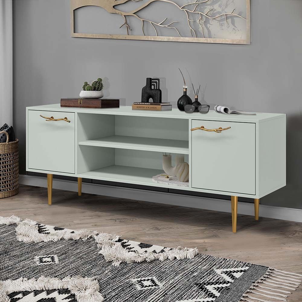 Тумба под ТВ Арт Колор matte 155см Стайл Голд Серый дым матовый