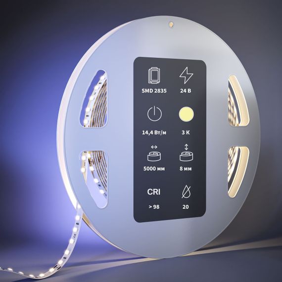 Светодиодная лента Maytoni 14,4W/m 120LED/m 2835SMD теплый белый 5M 201088