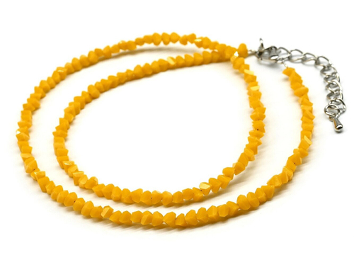 Чокер на шею женский из циркона огранка 3 мм. цв. мандариновый, 40 см