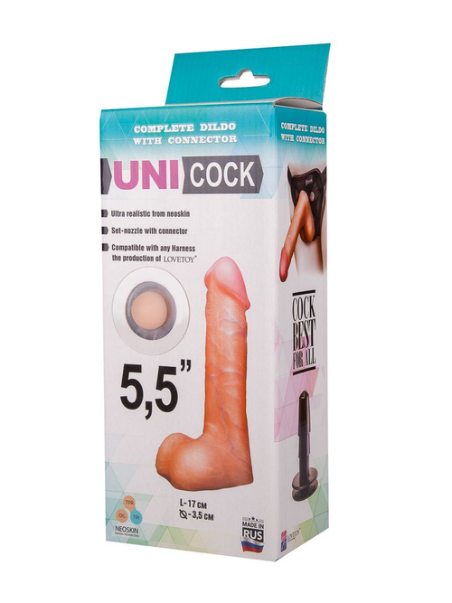 Фаллическая насадка Харнесс UNICOCK 5,5" - 17 см.