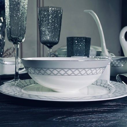 Lenardi 145-604 Салатник 18см ВЕРСАЛЬ СЕРЕБРО в под.уп.(х24)Костяной фарфор