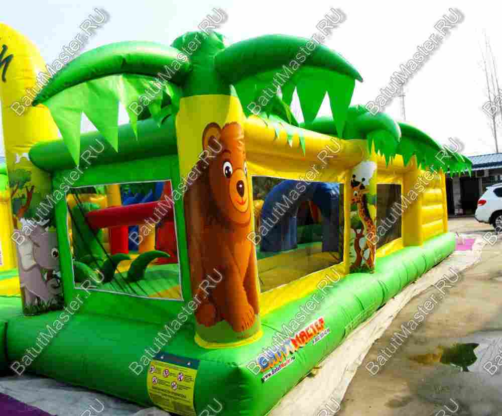 Коммерческий надувной батут "Джунгли малый со скалодромом"